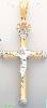 14K Gold Crucifix w/Crown CZ Cross Charm Pendant