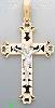 14K Gold Crucifix w/Helm CZ Cross Charm Pendant