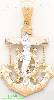 14K Gold Anchor Cross Crucifix CZ Charm Pendant