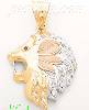 14K Gold Lion Head CZ Charm Pendant