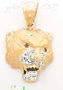 14K Gold Tiger Head CZ Charm Pendant