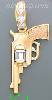 14K Gold Pistol Revolver Gun CZ Charm Pendant