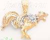 14K Gold Rooster CZ Charm Pendant