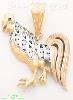 14K Gold Rooster CZ Charm Pendant
