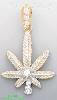 14K Gold Marijuana Leaf CZ Charm Pendant