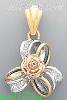 14K Gold Rose on Bow CZ Charm Pendant