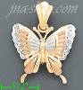 14K Gold Butterfly CZ Charm Pendant