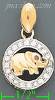 14K Gold Elephant Round CZ Charm Pendant