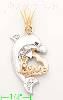 14K Gold Dolphins w/Love Heart CZ Charm Pendant