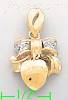 14K Gold Bow w/Heart CZ Charm Pendant