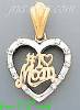 14K Gold #1 Mom Heart CZ Charm Pendant