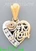 14K Gold #1 Mom Heart w/Rose CZ Charm Pendant