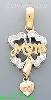 14K Gold Four-Leaf Clover w/Mom & Dangling Heart CZ Charm Pendan