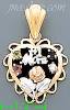 14K Gold Heart w/ #1 Mom & Rose Multi-color CZ Charm Pendant