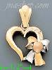 14K Gold Heart w/Heart Bow CZ Charm Pendant