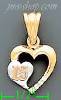 14K Gold 15 Años Double Heart CZ Charm Pendant