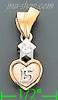 14K Gold 15 Años Heart CZ Charm Pendant