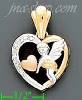 14K Gold Heart w/Cupid CZ Charm Pendant