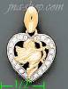 14K Gold Cupid w/Heart CZ Charm Pendant