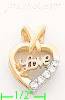 14K Gold Love Heart CZ Charm Pendant