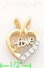 14K Gold Love Heart CZ Charm Pendant