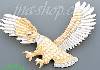 14K Gold Striking Eagle CZ Charm Pendant