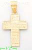 14K Gold Cross w/Padre Nuestro Religious Charm Pendant