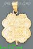 14K Gold Four-Leaf Clover w/Lucky Symbols Good Luck Charm Pendan