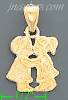 14K Gold Boy & Girl Kissing Baby Charm Pendant