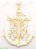 14K Gold Anchor Crucifix Cross Dia-Cut Charm Pendant