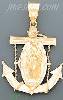 14K Gold Anchor Virgin of Guadalupe Cross Dia-Cut Charm Pendant