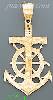 14K Gold Crucifix Cross Anchor Dia-Cut Charm Pendant