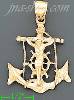 14K Gold Crucifix Cross Anchor Dia-Cut Charm Pendant