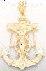 14K Gold Anchor Crucifix Cross Dia-Cut Charm Pendant