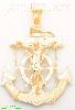 14K Gold Anchor Crucifix Cross Dia-Cut Charm Pendant