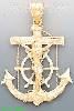 14K Gold Anchor Crucifix Cross Dia-Cut Charm Pendant