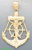 14K Gold Anchor Crucifix Cross Dia-Cut Charm Pendant