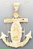 14K Gold Anchor Virgin of Guadalupe Cross Dia-Cut Charm Pendant