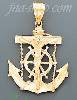 14K Gold Anchor Crucifix Cross Dia-Cut Charm Pendant