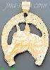 14K Gold Horseshoe w/Horse Head Dia-Cut Charm Pendant
