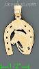 14K Gold Horseshoe w/Horse Head Dia-Cut Charm Pendant