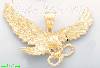 14K Gold Eagle Carrying Snake Animal Dia-Cut Charm Pendant