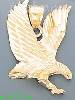 14K Gold Striking Eagle Animal Dia-Cut Charm Pendant