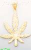 14K Gold Marijuana Leaf Dia-Cut Charm Pendant