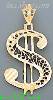 14K Gold Money Sign Dia-Cut Charm Pendant