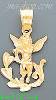 14K Gold Cherub Dia-Cut Charm Pendant