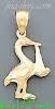 14K Gold Stork w/Baby Dia-Cut Charm Pendant