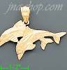 14K Gold Dolphins Dia-Cut Charm Pendant