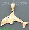 14K Gold Dolphin Dia-Cut Charm Pendant