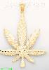 14K Gold Marijuana Leaf Dia-Cut Charm Pendant